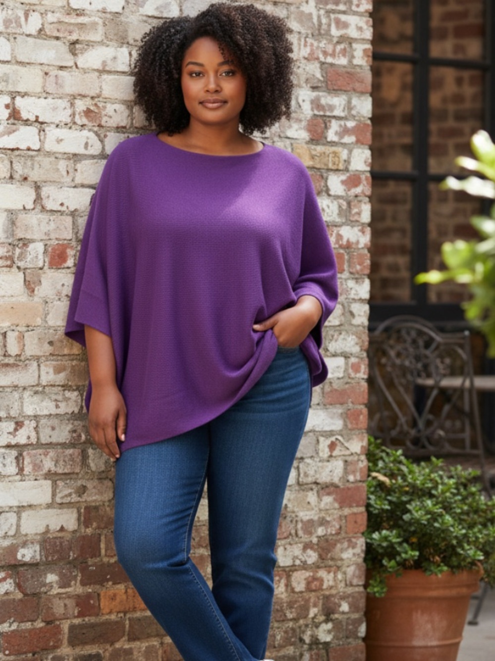Kerisma Purple Scoop Neck Lightweight Knit Sweater